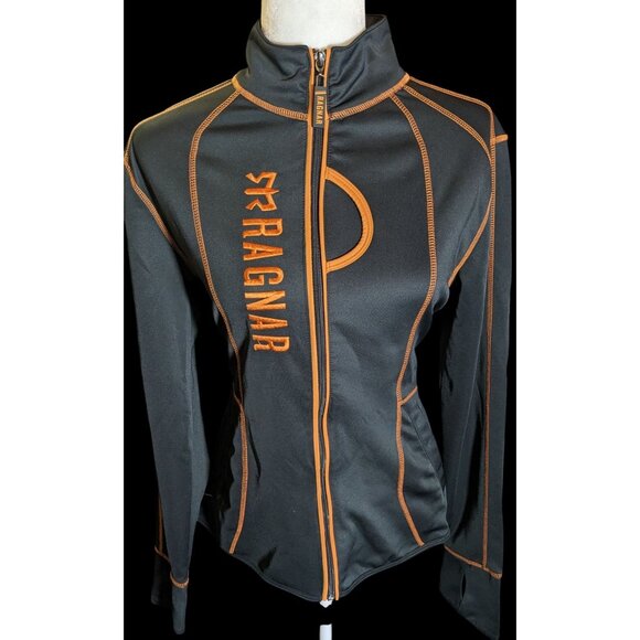Sporty Ragnar Ladies Black And Orange Full Zip Athletic Jacket - Picture 1 of 5